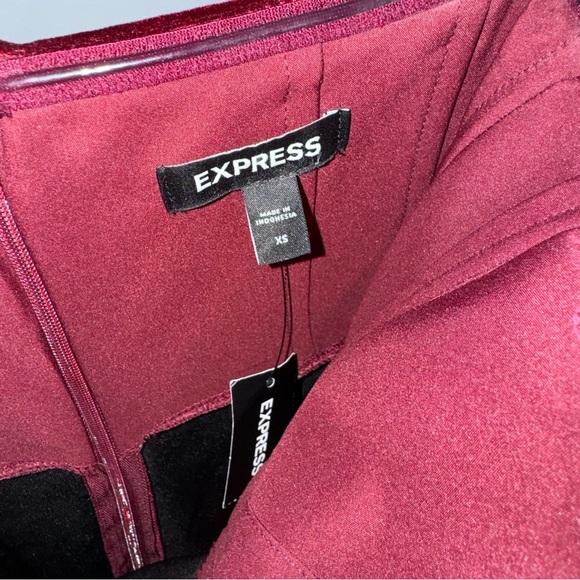 Express Red Velvet Sweetheart Neck Strapless Midi Sheath Dress Size XS NWT! - Picture 7 of 11